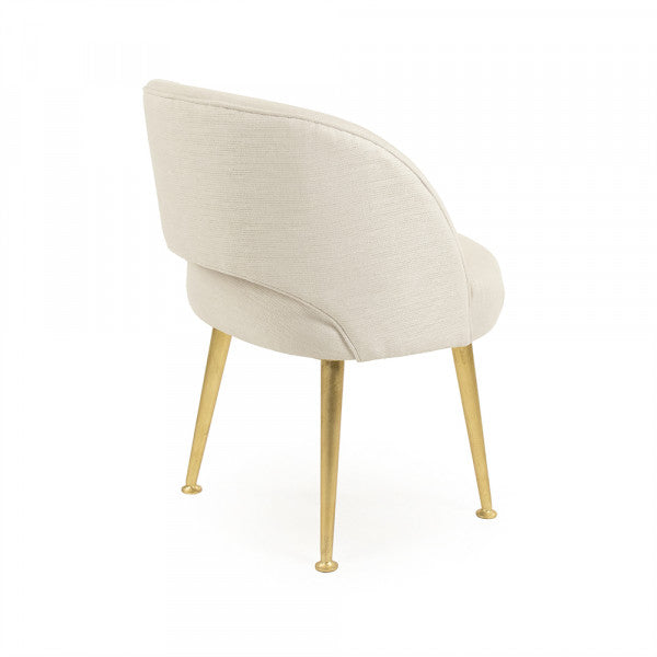 Zentique Selene Chair Gold Metal, Cream Linen