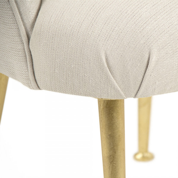 Zentique Selene Chair Gold Metal, Cream Linen