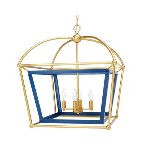 Draper Navy Blue & Gold Lantern by Old World Design