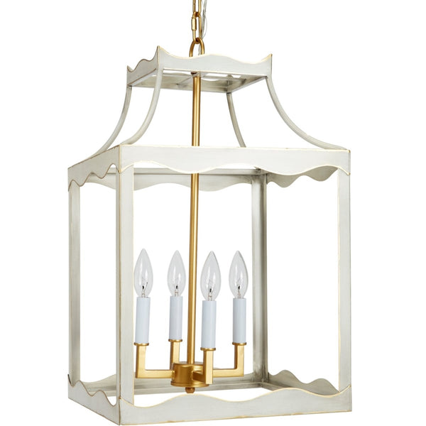 Miriam Cream & Gold Metal Lantern by Old World Design