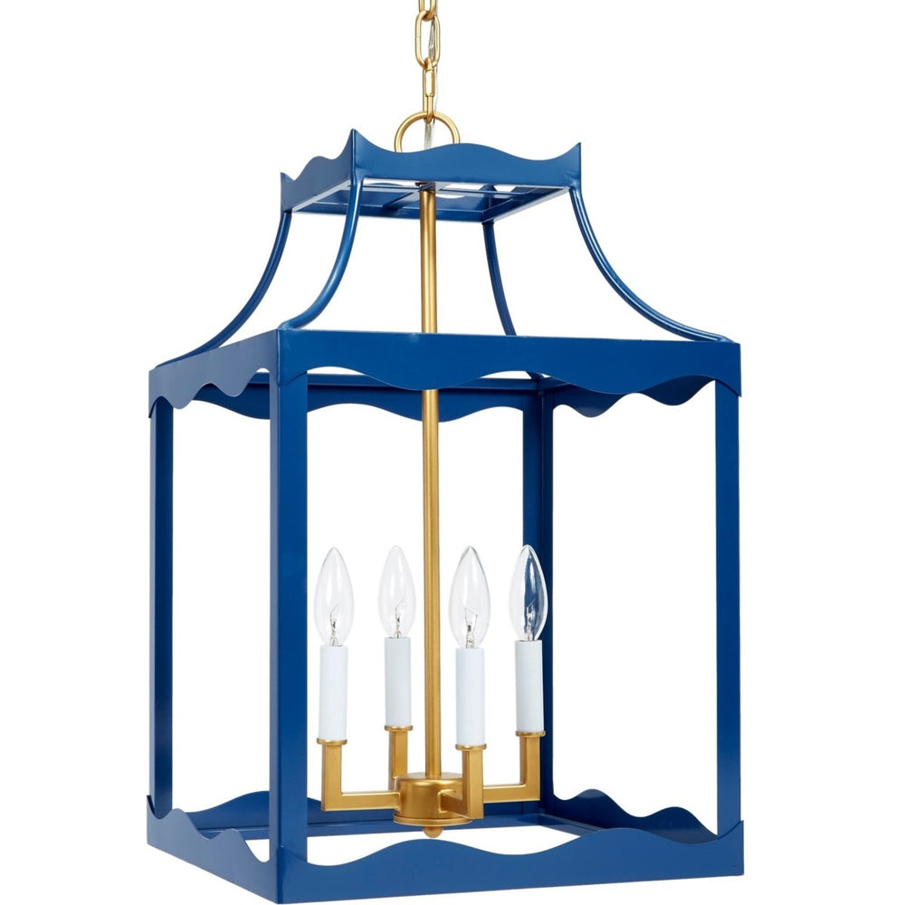 Marine Navy Blue & Gold Metal Lantern by Old World Design