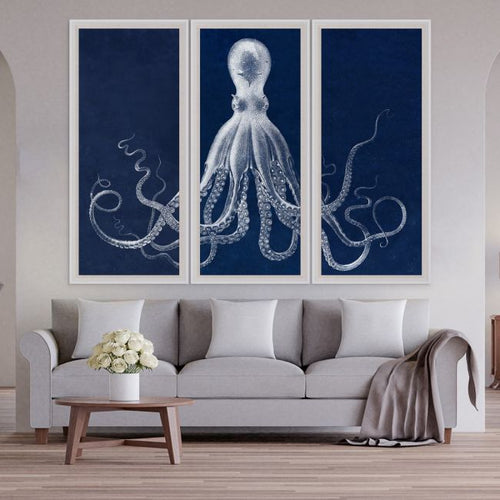 Natural Curiosities Lord Bodner Triptych in Blue, Framed