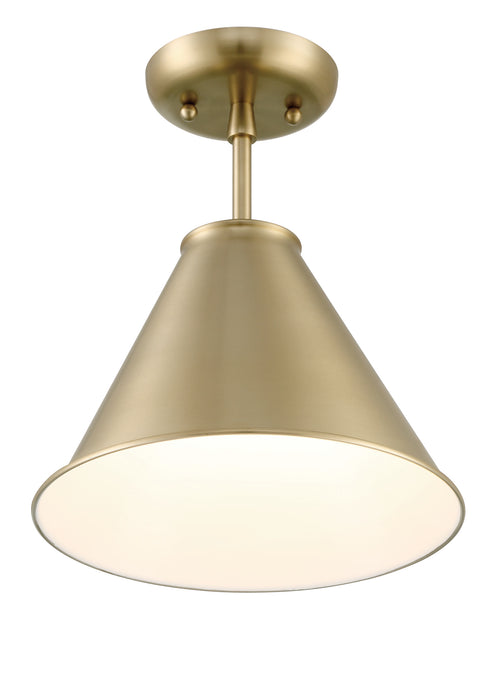 Lumanity Lincoln Tapered Metal 11" Antique Brass Semi Flush Mount Ceiling Light