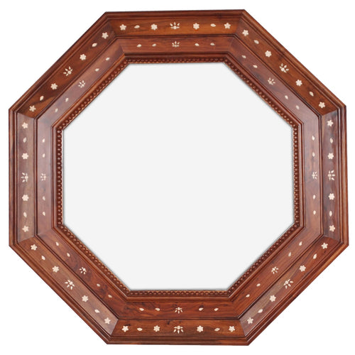 Rosewood and Bone Octagonal Mirror by Michael S. Smith for Mirror Home