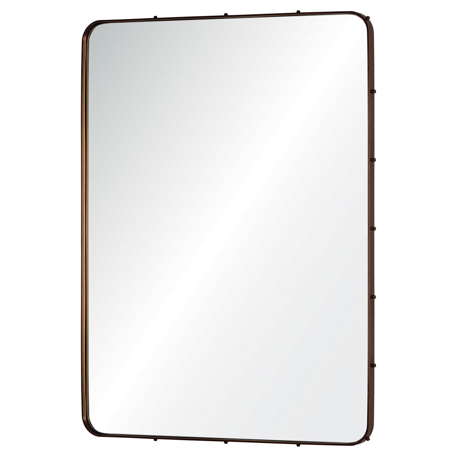 Michael S. Smith  Leather Stud Wall Mirror, Antique Bronze