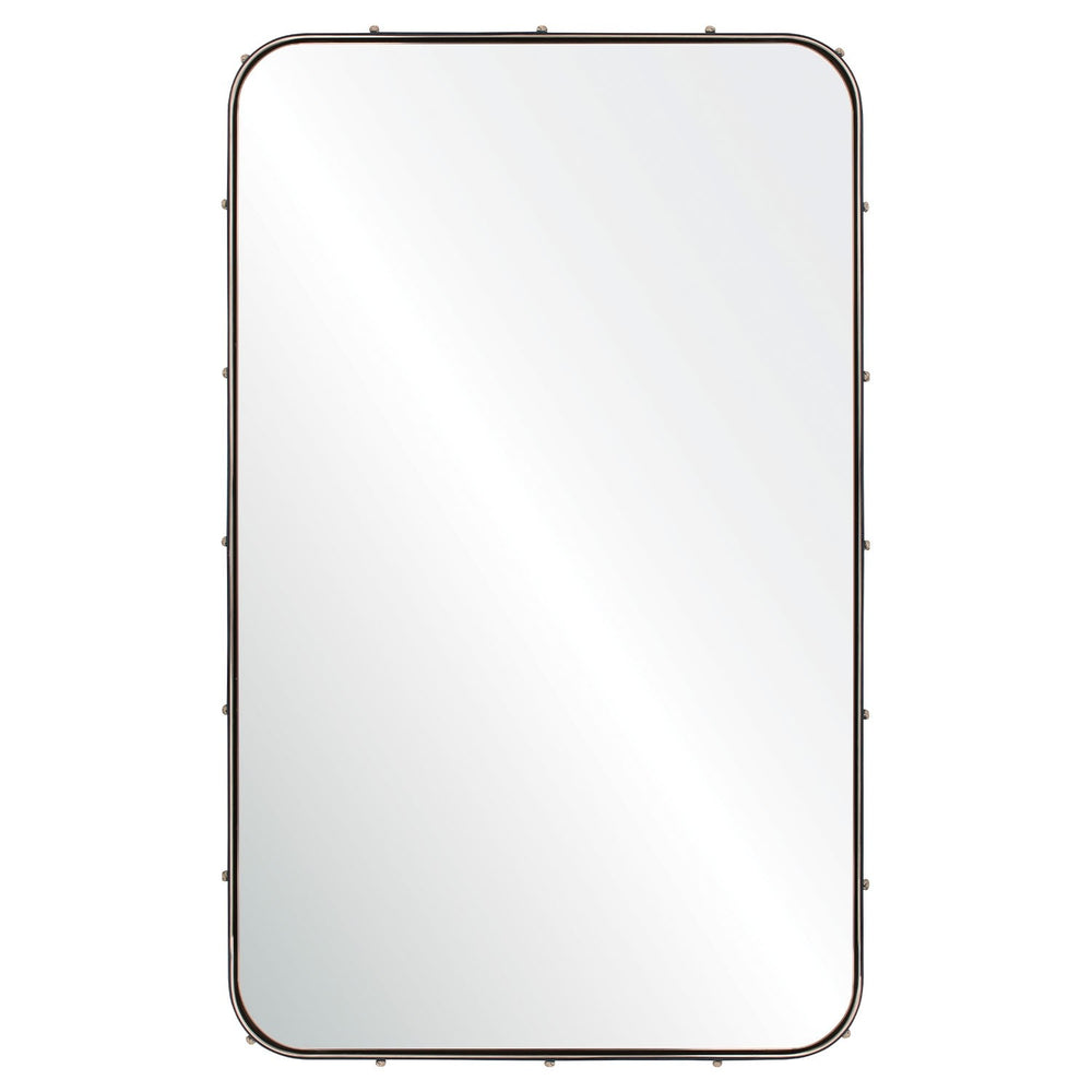 Michael S. Smith Navy Blue Leather Stud Wall Mirror