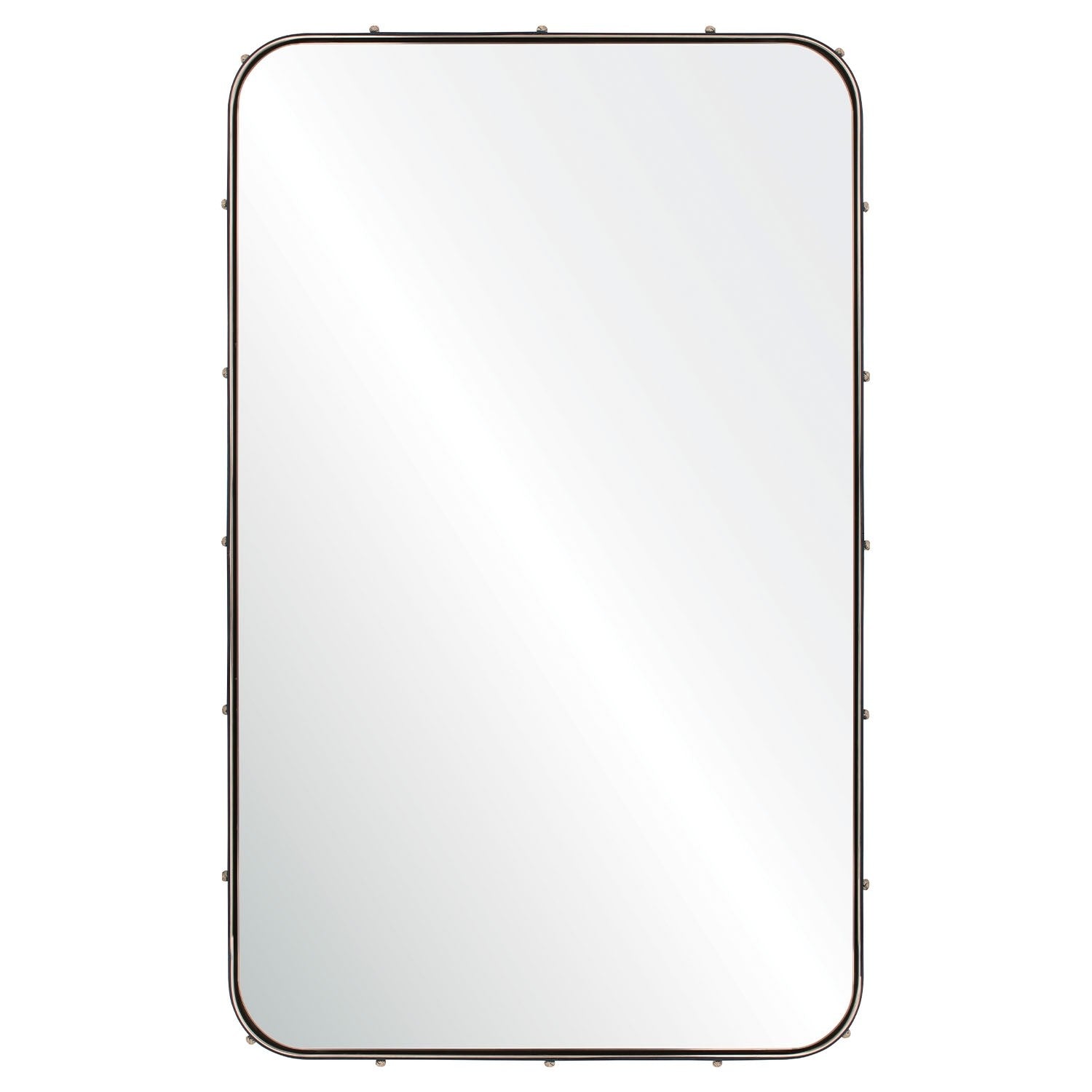 Michael S. Smith Navy Blue Leather Stud Wall Mirror