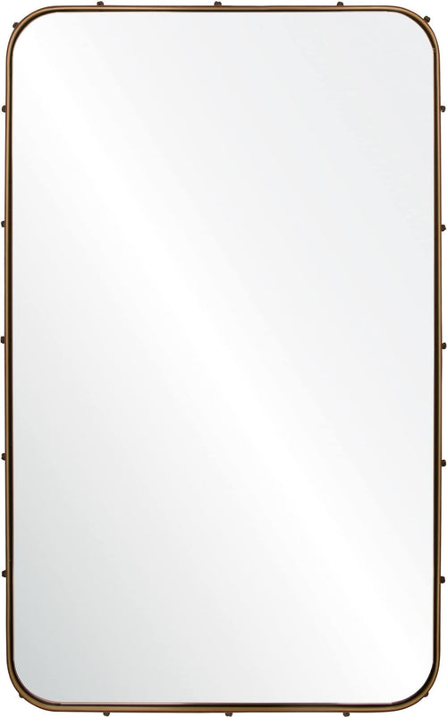 Michael S. Smith  Leather Stud Wall Mirror, Antique Bronze