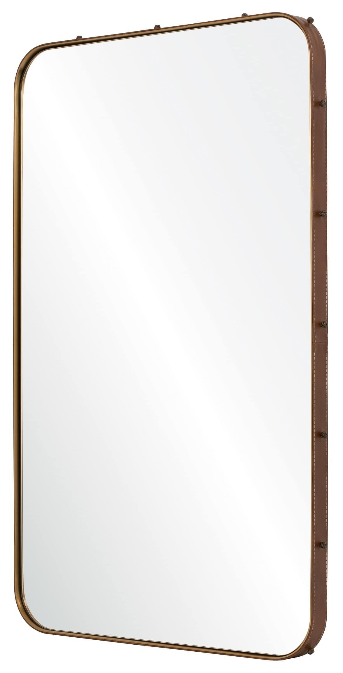 Michael S. Smith  Leather Stud Wall Mirror, Antique Bronze