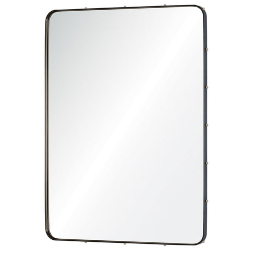 Michael S. Smith Navy Blue Leather Stud Wall Mirror