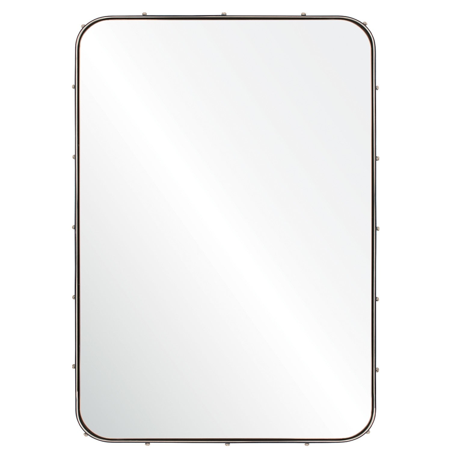 Michael S. Smith Navy Blue Leather Stud Wall Mirror