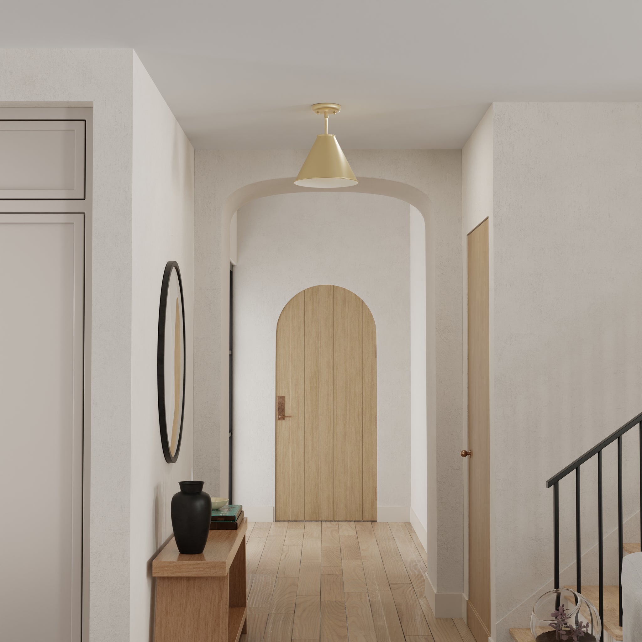 Lumanity Lincoln Tapered Metal 11" Antique Brass Semi Flush Mount Ceiling Light