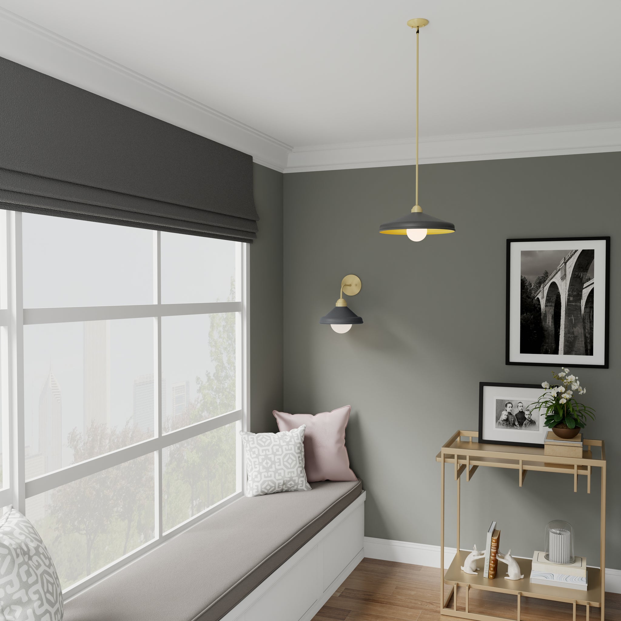 Lumanity Brooks Matte Black 18" Adjustable Barn Light Pendant