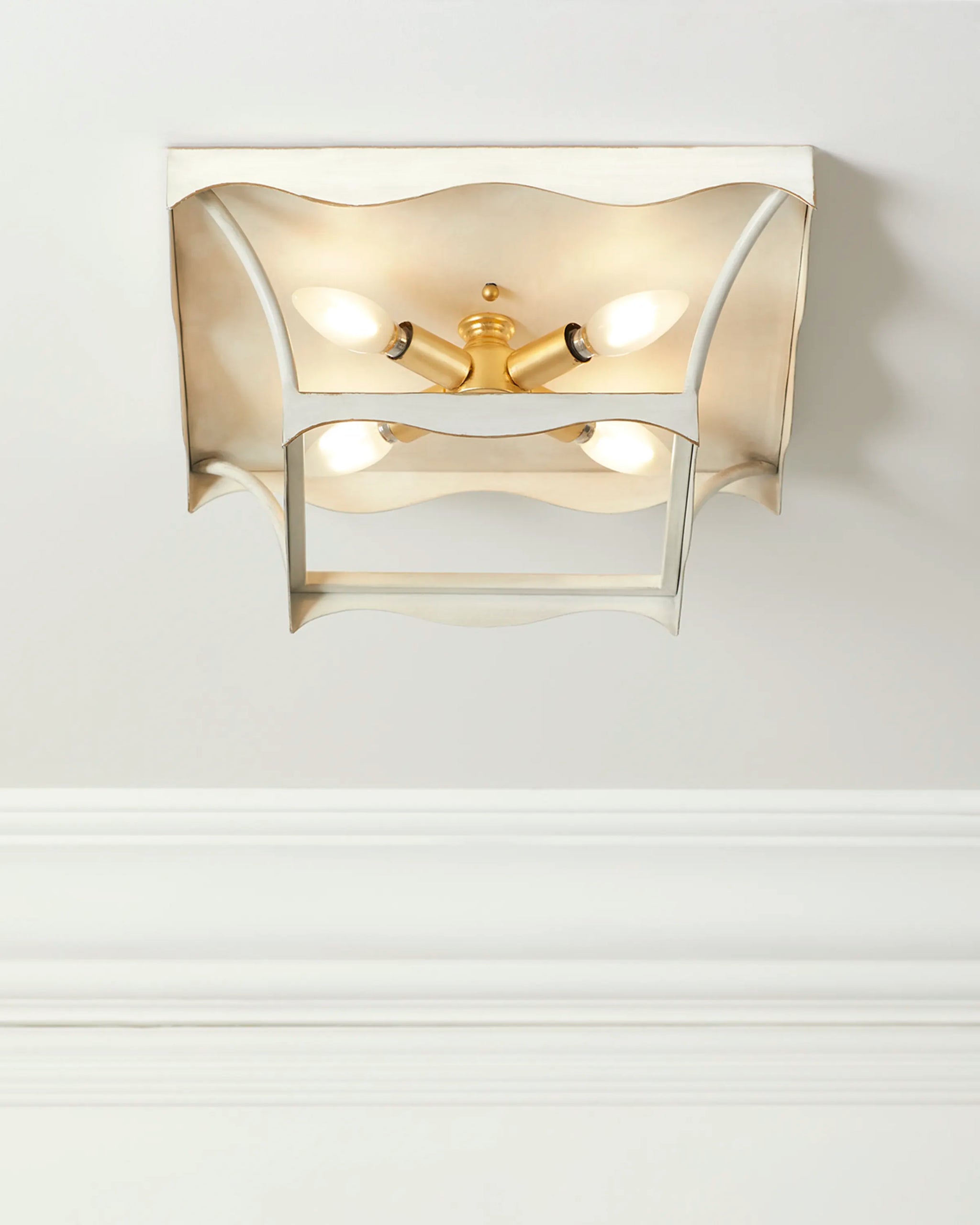 Miriam Cream and Gold Flush Mount Light by Old World Design