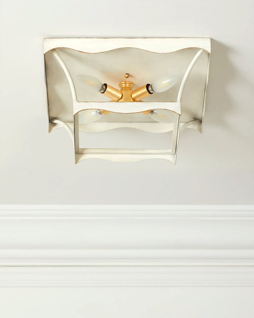 Miriam Cream and Gold Flush Mount Light by Old World Design