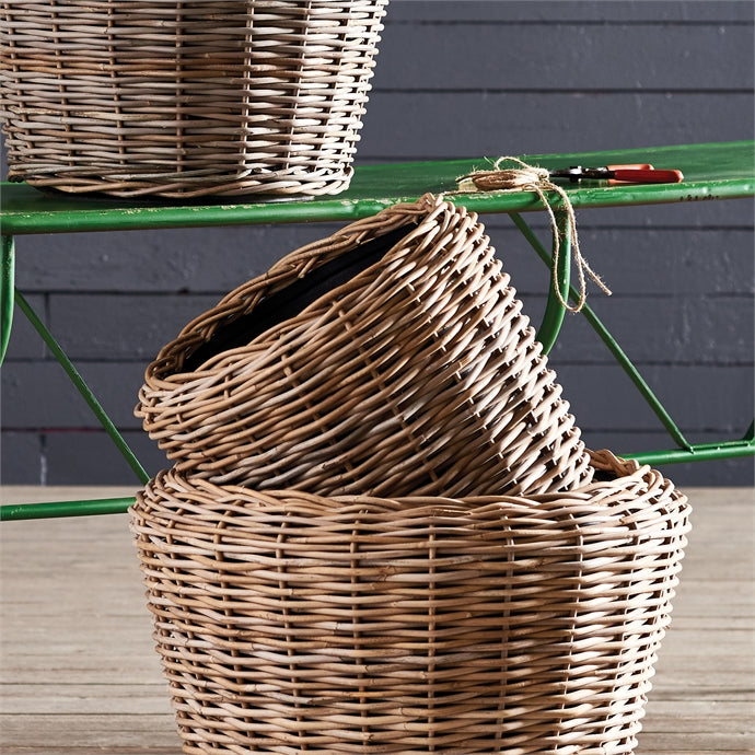 planter woven Woven Dry Basket Planter 17.75"