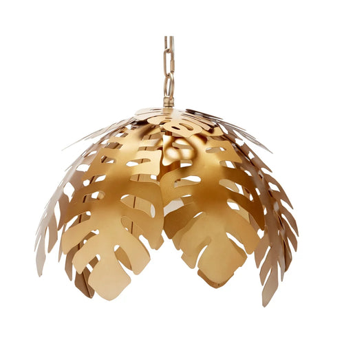 Old World Design Gold Tropical Leaf Pendant Light