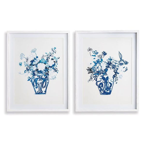 Matched Pair Floral Prints, Set Of 2