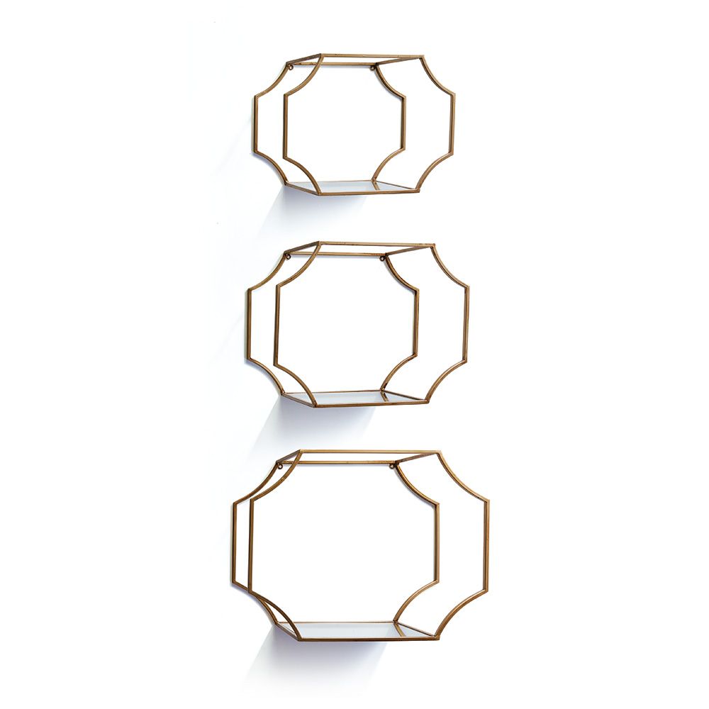 Hudson Mirrored Wall Shelves, Set Of 3