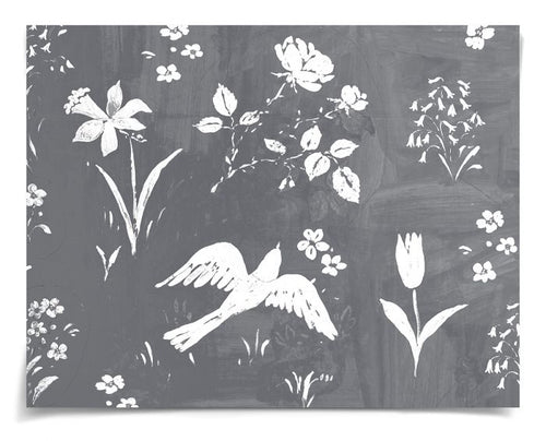 Bargain Basement-  Natural Curiosities Paule Marrot Flower Garden Gris Unframed Print