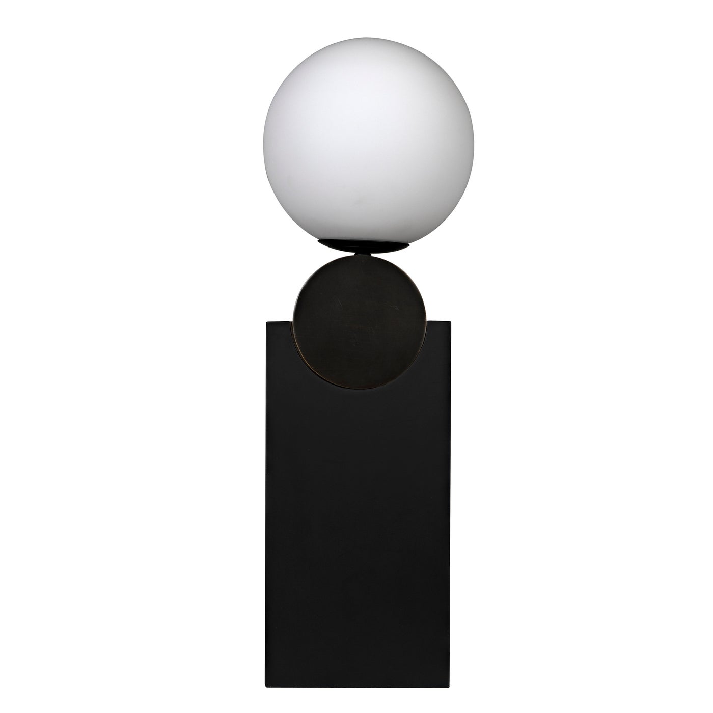 Noir Kate Table Lamp, Black Metal With Antique Brass Accent