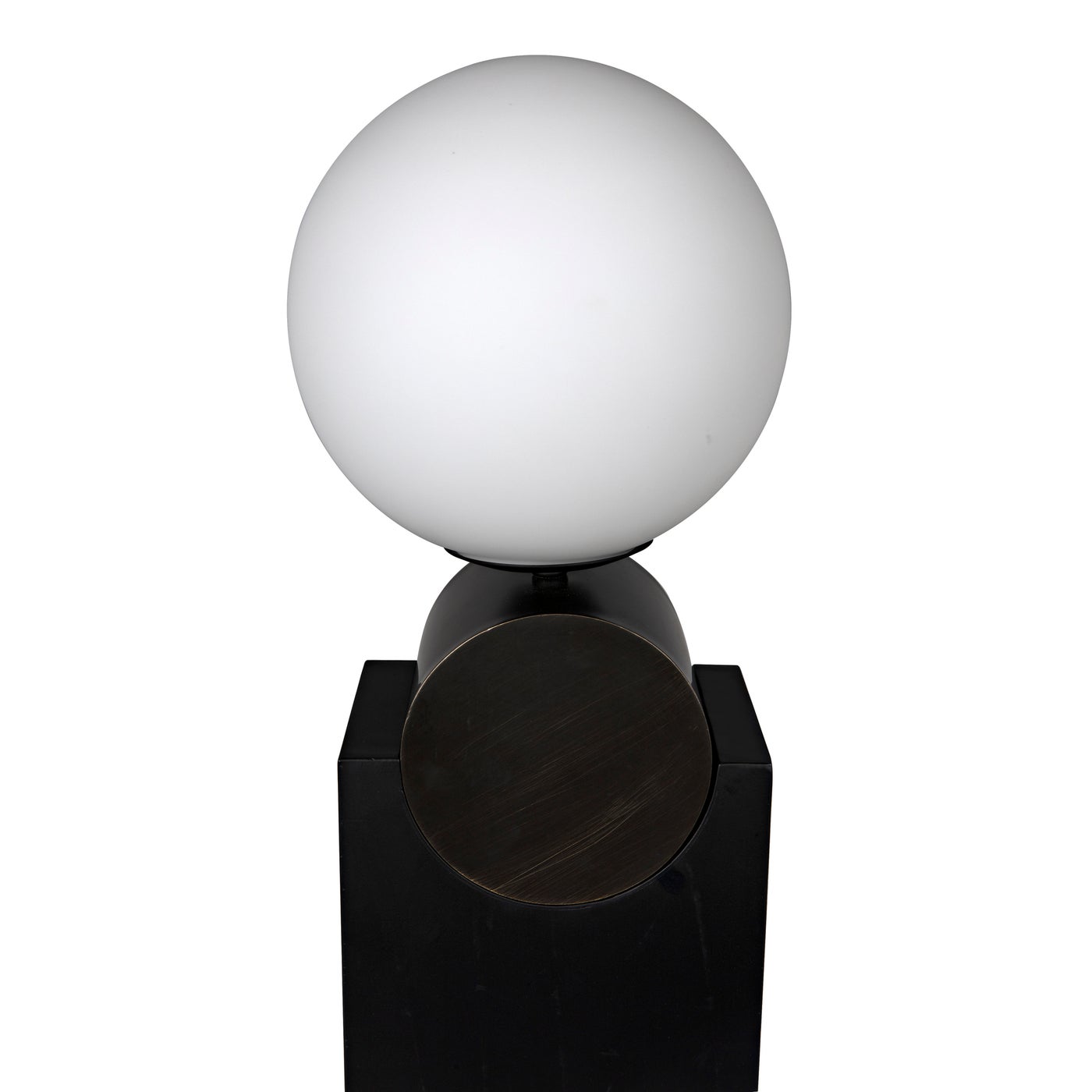 Noir Kate Table Lamp, Black Metal With Antique Brass Accent