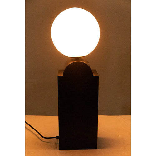 Noir Kate Table Lamp, Black Metal With Antique Brass Accent