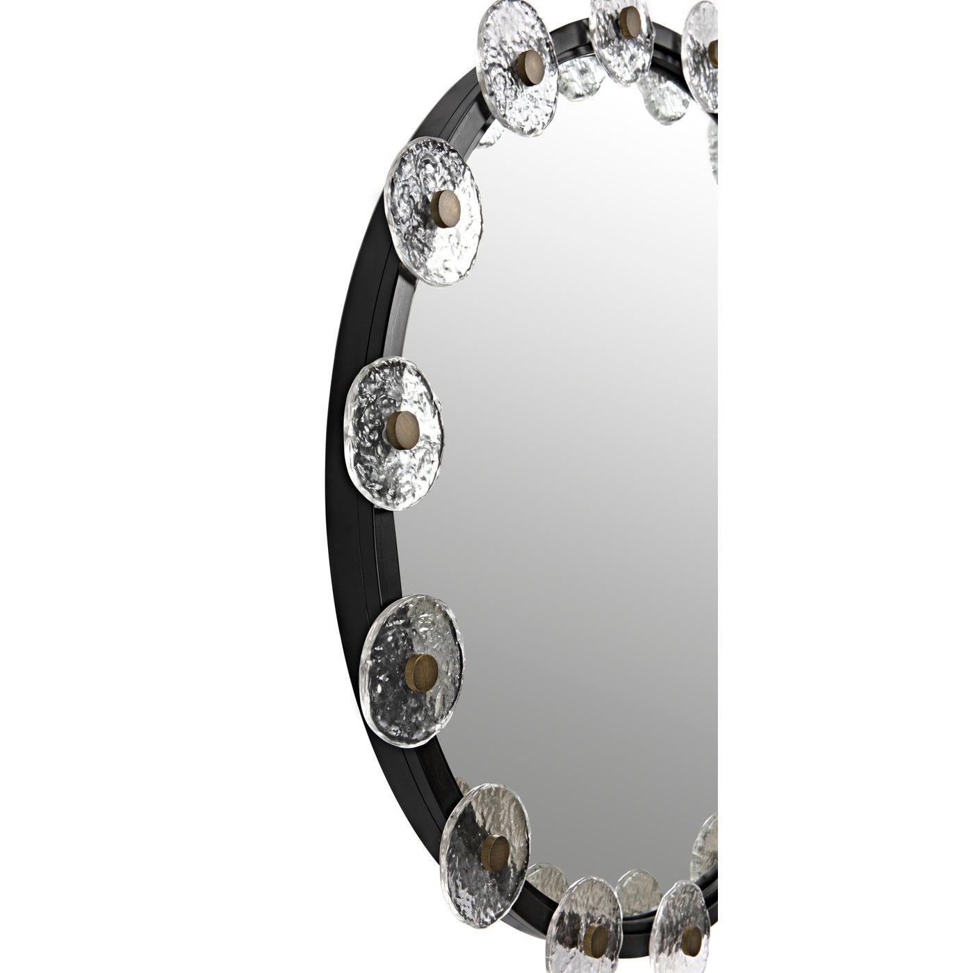 Noir Moira Mirror With Glass Details, Black Metal