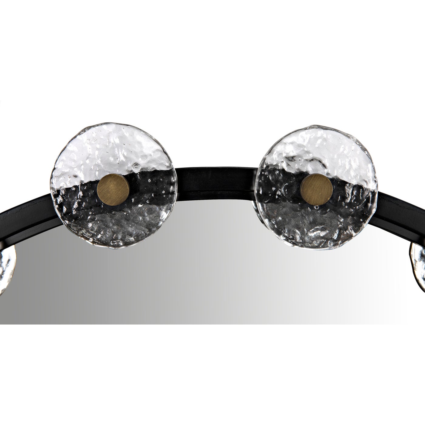 Noir Moira Mirror With Glass Details, Black Metal