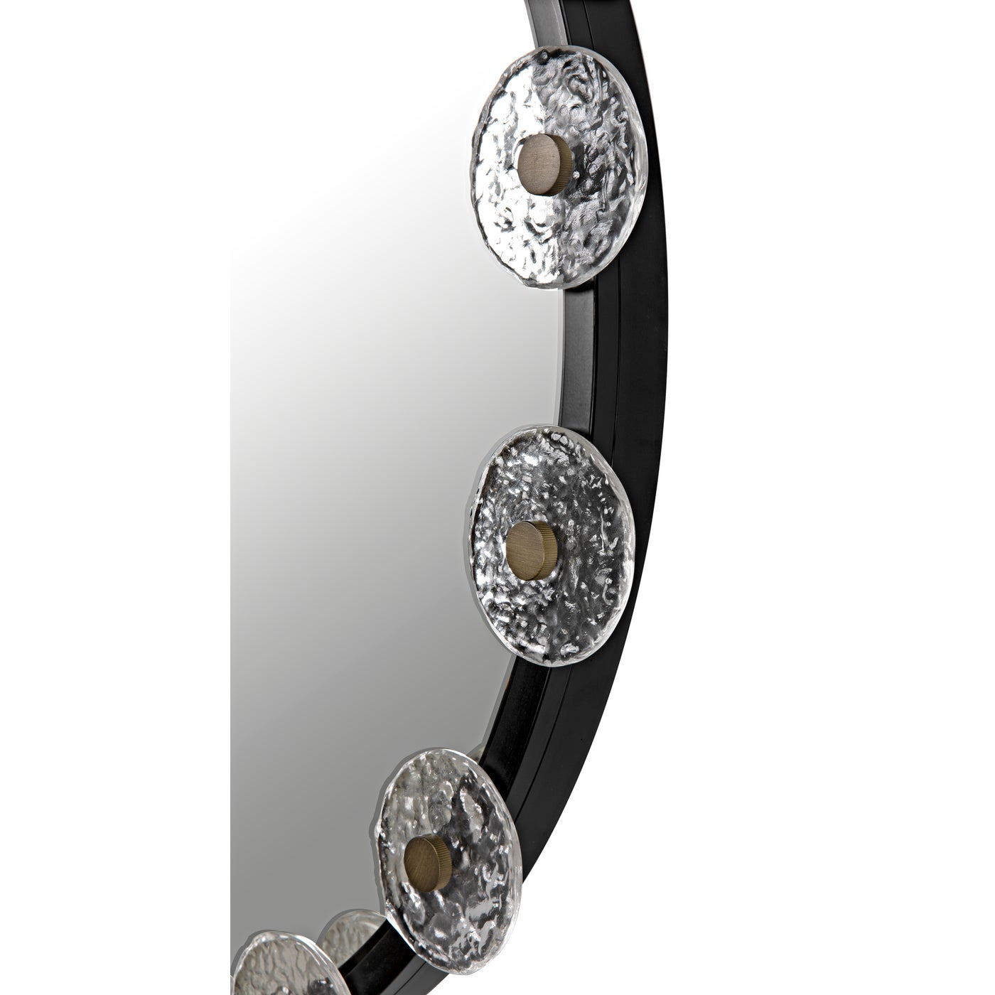 Noir Moira Mirror With Glass Details, Black Metal