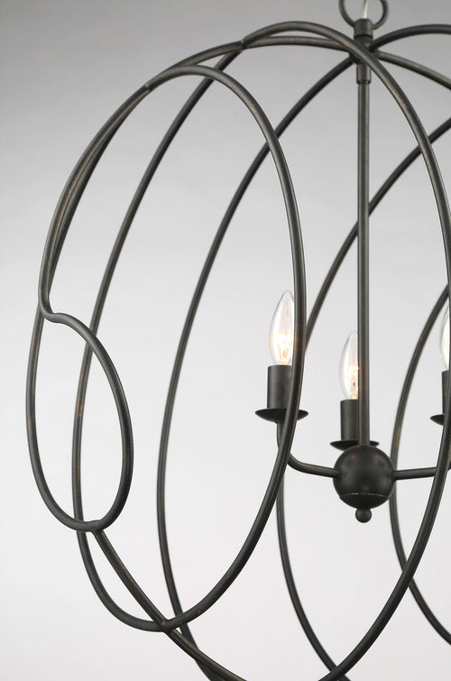 Lumanity Conduit Large 3 Light Industrial Orb Chandelier