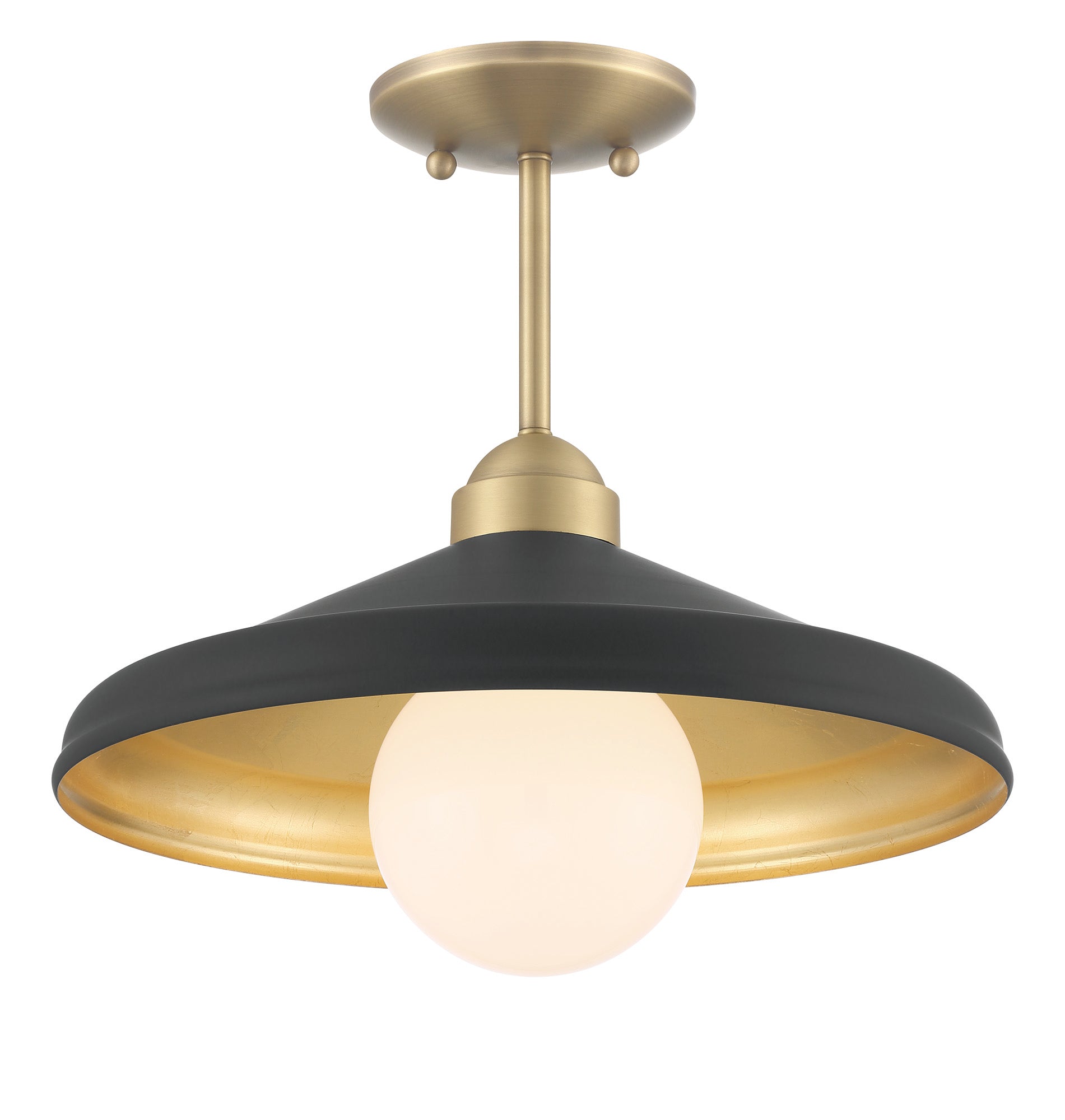 Lumanity Brooks Matte Black 14" Semi Flush Mount Ceiling Barn Light