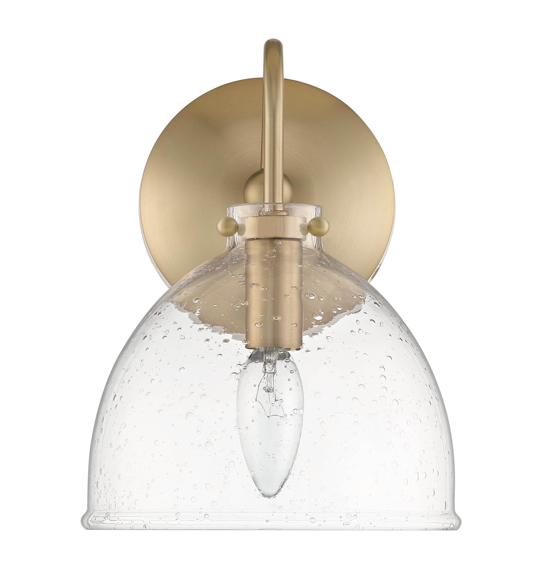 Lumanity Quinn Seeded Glass 7" Dome Antique Brass Wall Sconce Light