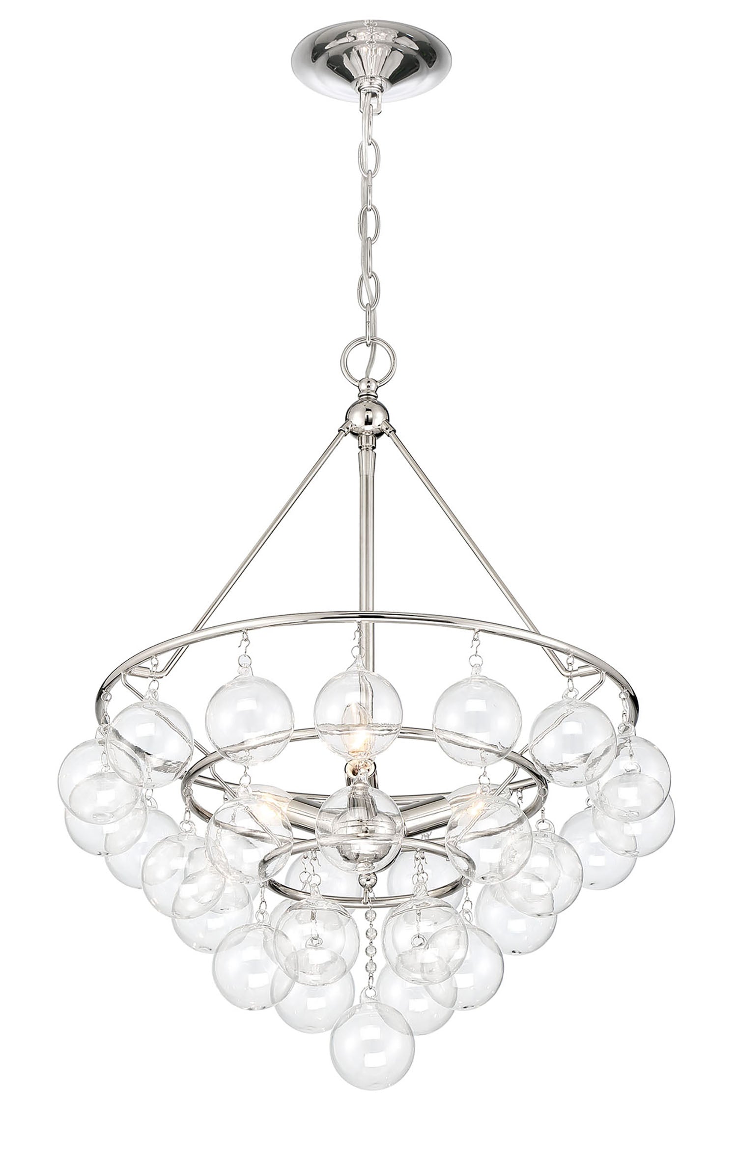 Lumanity Isla 3 Light Nickel And Glass Contemporary Chandelier