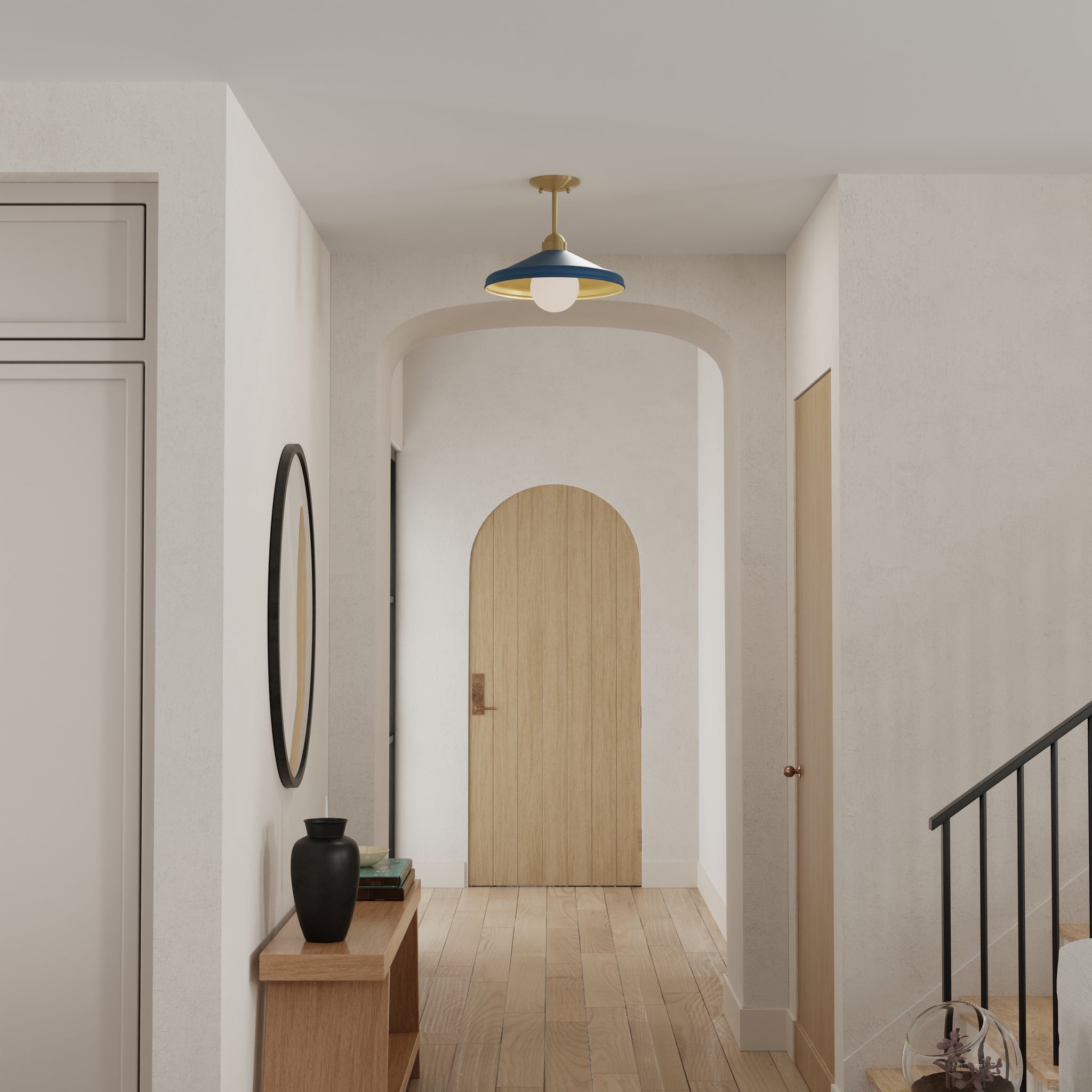 Lumanity Brooks Matte Navy 14" Semi Flush Mount Ceiling Barn Light