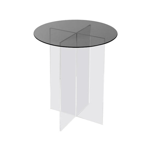 Section Side Table, Smoked Glass on Clear Acrylic