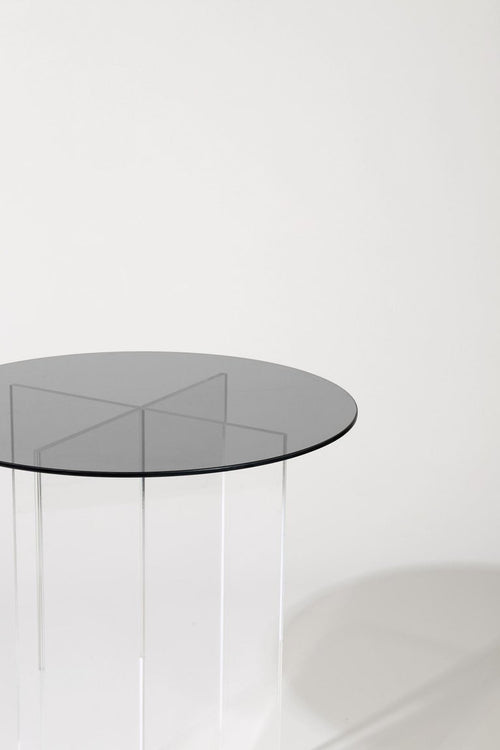 Section Side Table, Smoked Glass on Clear Acrylic