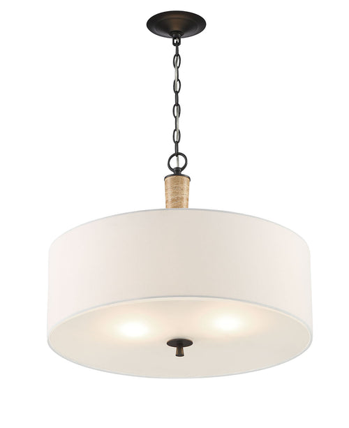 Lumanity Sullivan Contemporary Travertine 2 Light Drum Chandelier