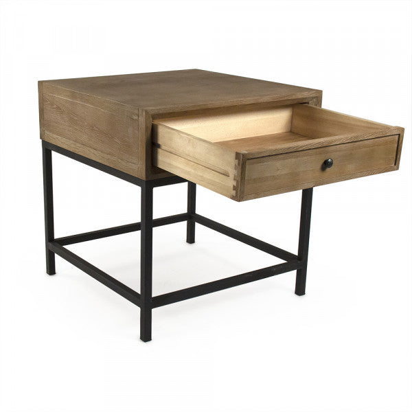 Zentique Finneas Side Table Limed Grey Oak