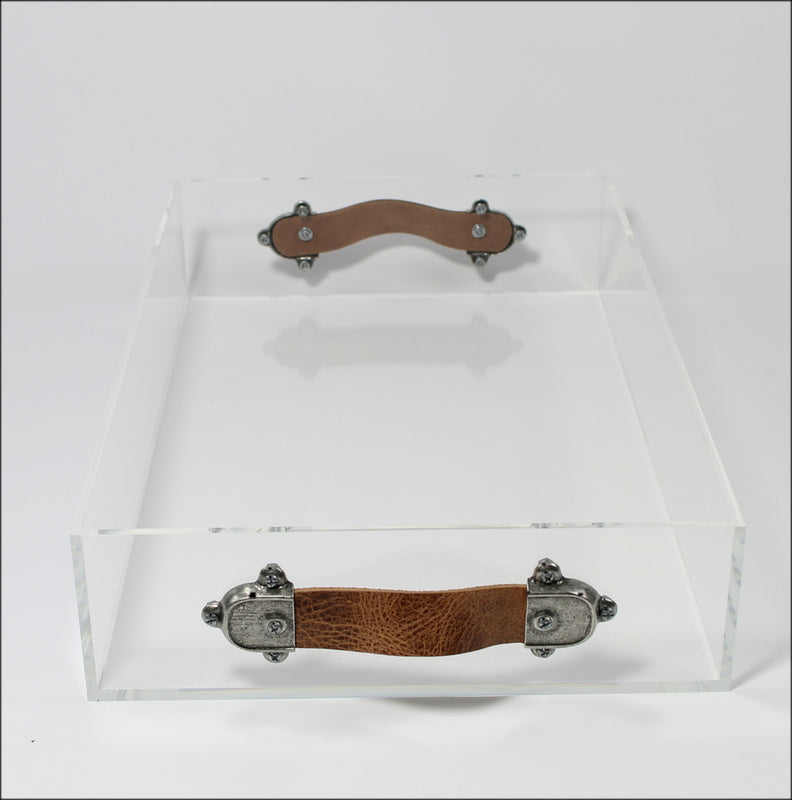 Jamie Dietrich Acrylic Tray with Leather Handles