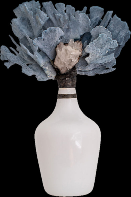 Demijohn Blue/White 21" Crystal Decorative Bottle by Jamie Dietrich