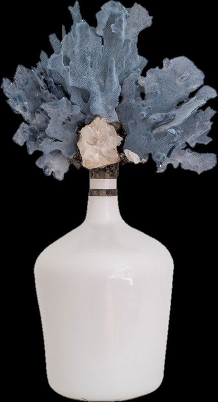 Demijohn Blue/White 28" Crystal Decorative Bottle by Jamie Dietrich