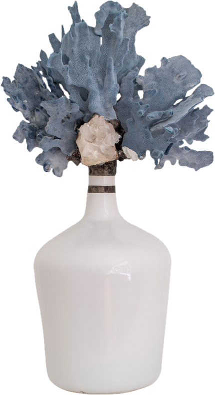 Demijohn Blue/White 28" Crystal Decorative Bottle by Jamie Dietrich