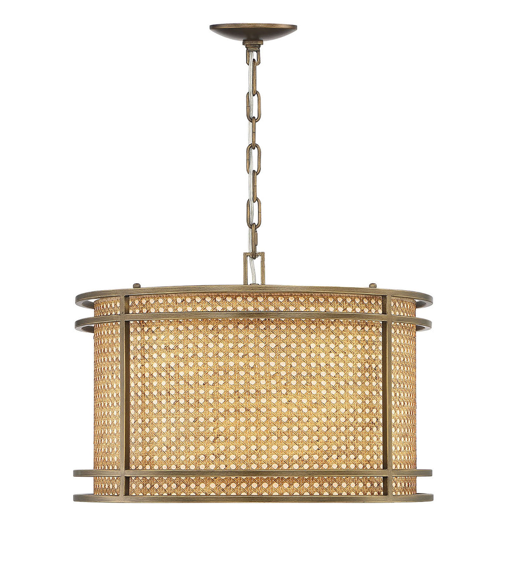 Lumanity Tailor Single Light Cane And Brass Drum Pendant Chandelier