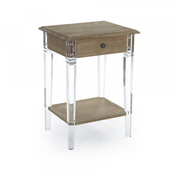 Zentique Claude Acrylic End Table Limed Grey