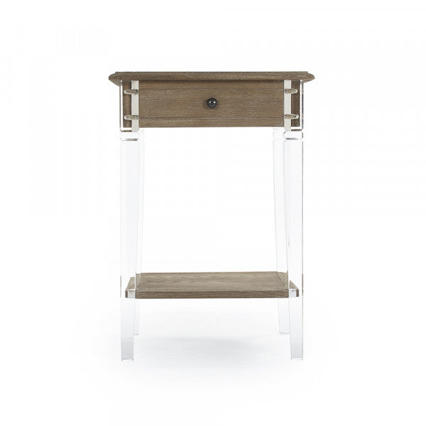 Zentique Claude Acrylic End Table Limed Grey