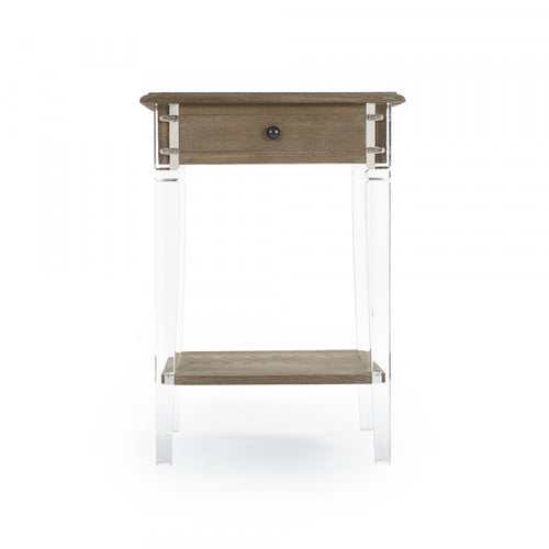 Zentique Claude Acrylic End Table Limed Grey