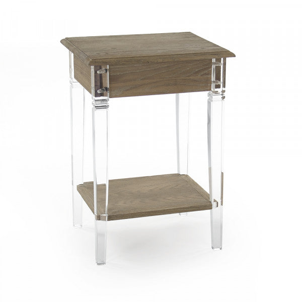 Zentique Claude Acrylic End Table Limed Grey