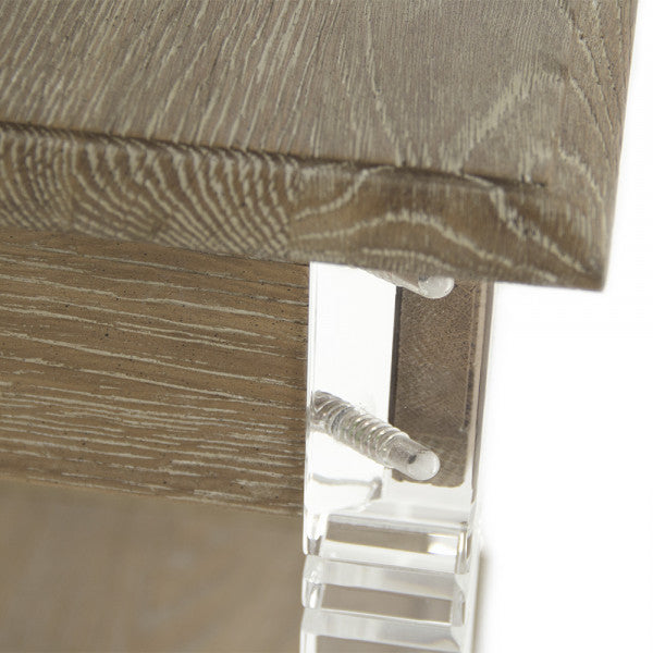 Zentique Claude Acrylic End Table Limed Grey