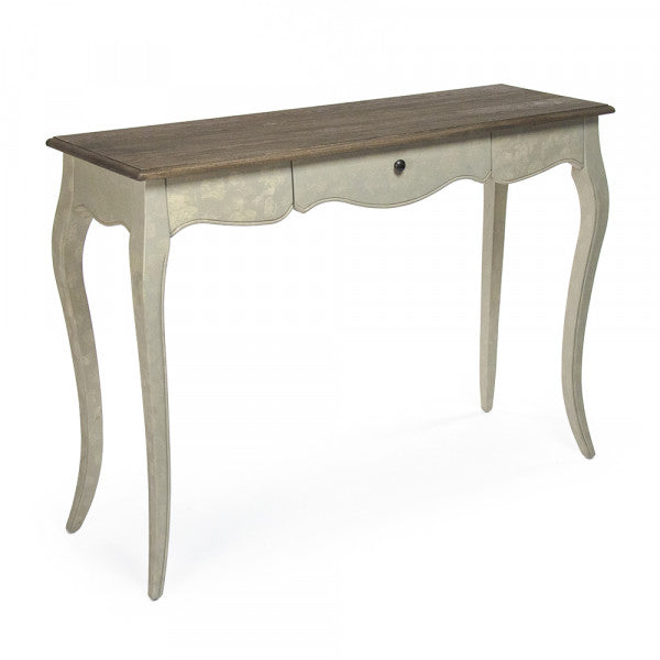 Zentique Rosa Console Reclaimed Top, Distressed White Base